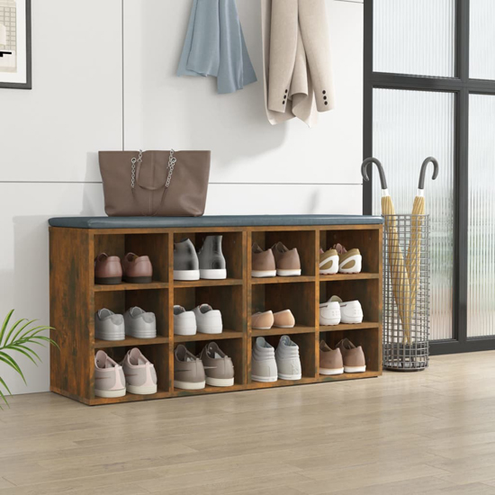 Read more about Fleta shoe storage bench with 12 shelves in smoked oak