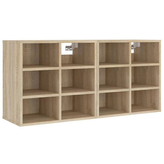 Fleta Shoe Storage Bench With 12 Shelves In Sonoma Oak