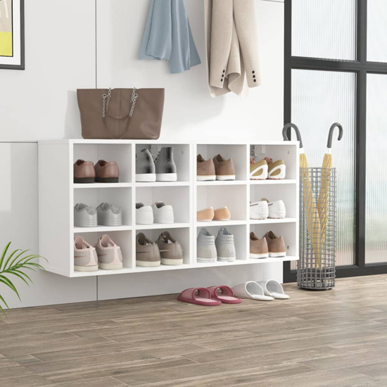 Fleta Shoe Storage Bench With 12 Shelves In White