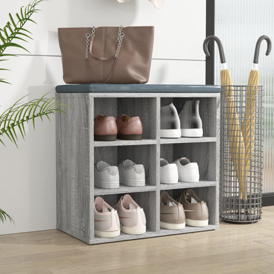 Fleta Shoe Storage Bench With 6 Shelves In Grey Sonoma Oak Furniture