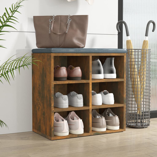 Read more about Fleta shoe storage bench with 6 shelves in smoked oak