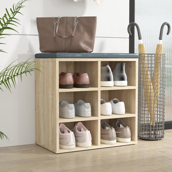 Read more about Fleta shoe storage bench with 6 shelves in sonoma oak