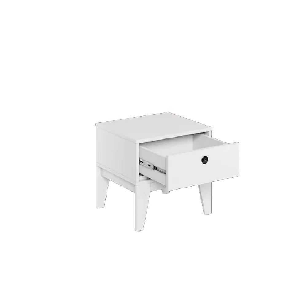 Fletcher Wooden Bedside Cabinet With 1 Drawer In White