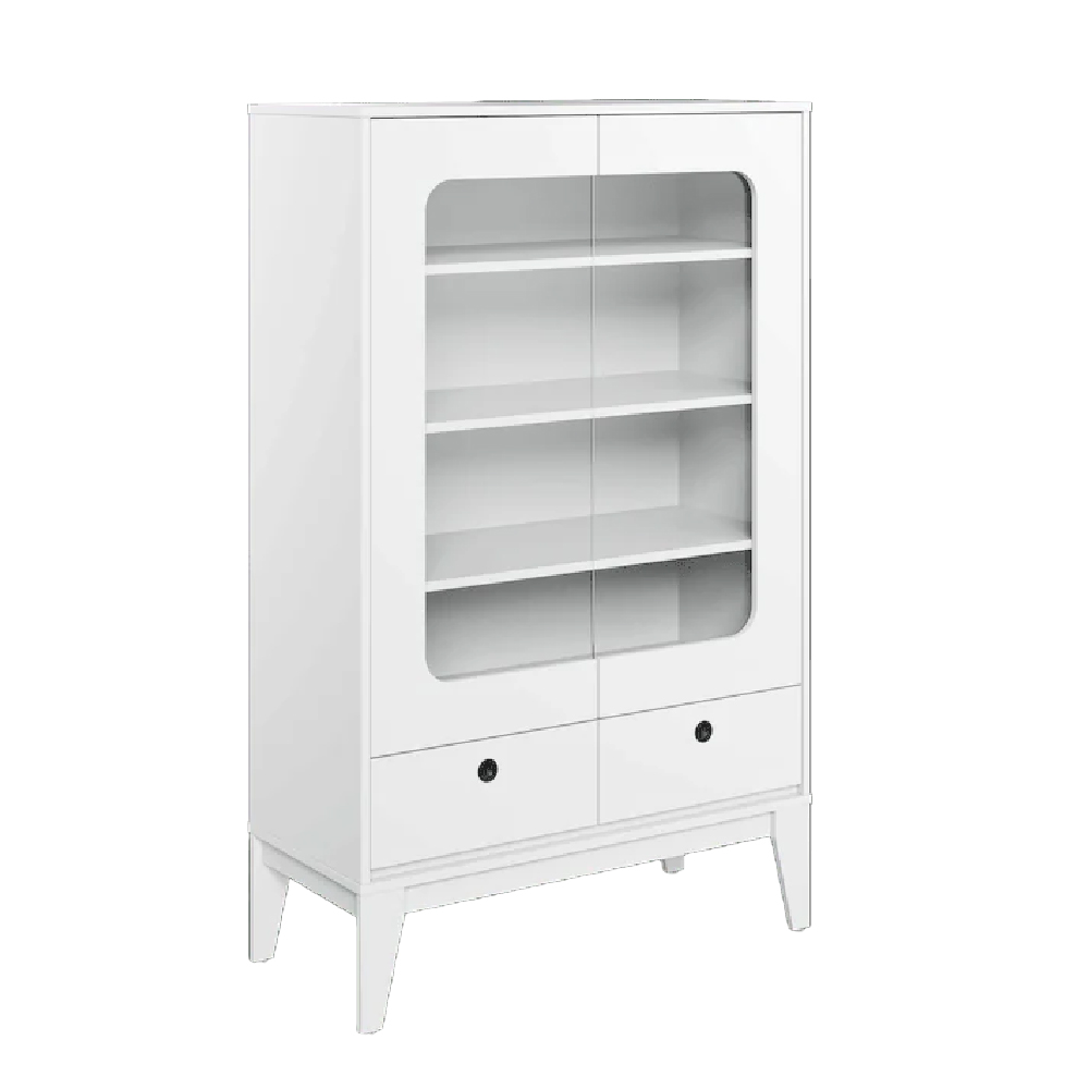 Fletcher Wooden Display Cabinet With 2 Drawers In White