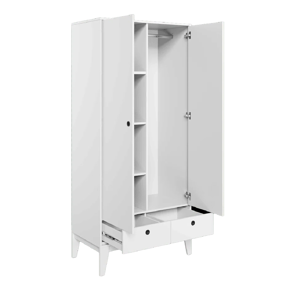 Fletcher Wooden Wardrobe With 2 Doors In White