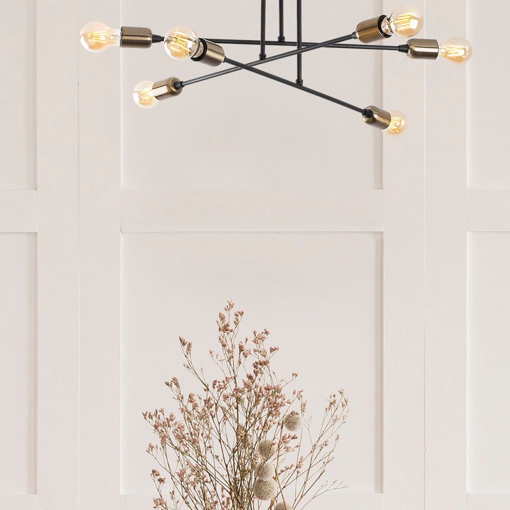 Fleur 6 Light Metal Ceiling Pendant Light in Black
