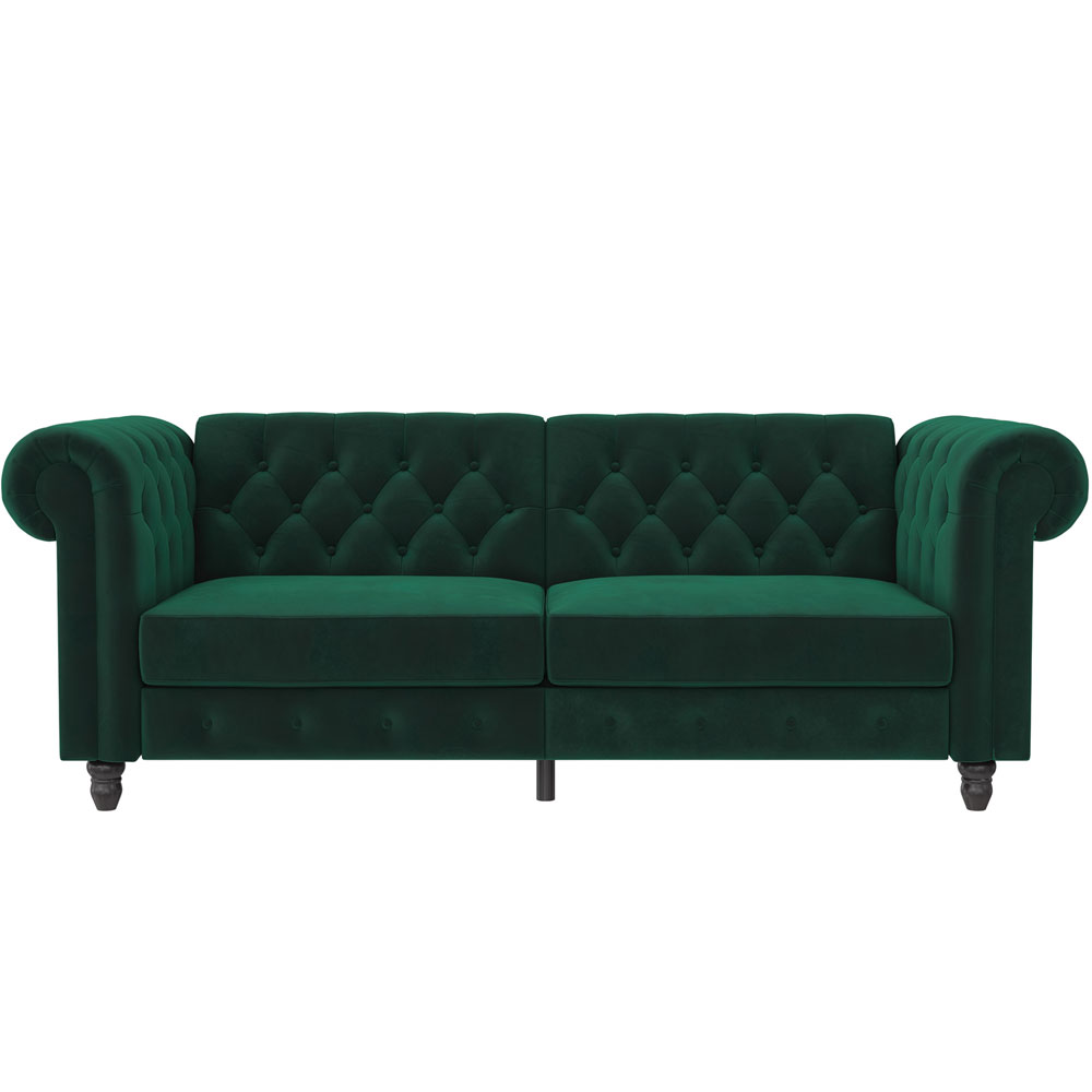 Flex Chesterfield Velvet Sofa Bed in Green