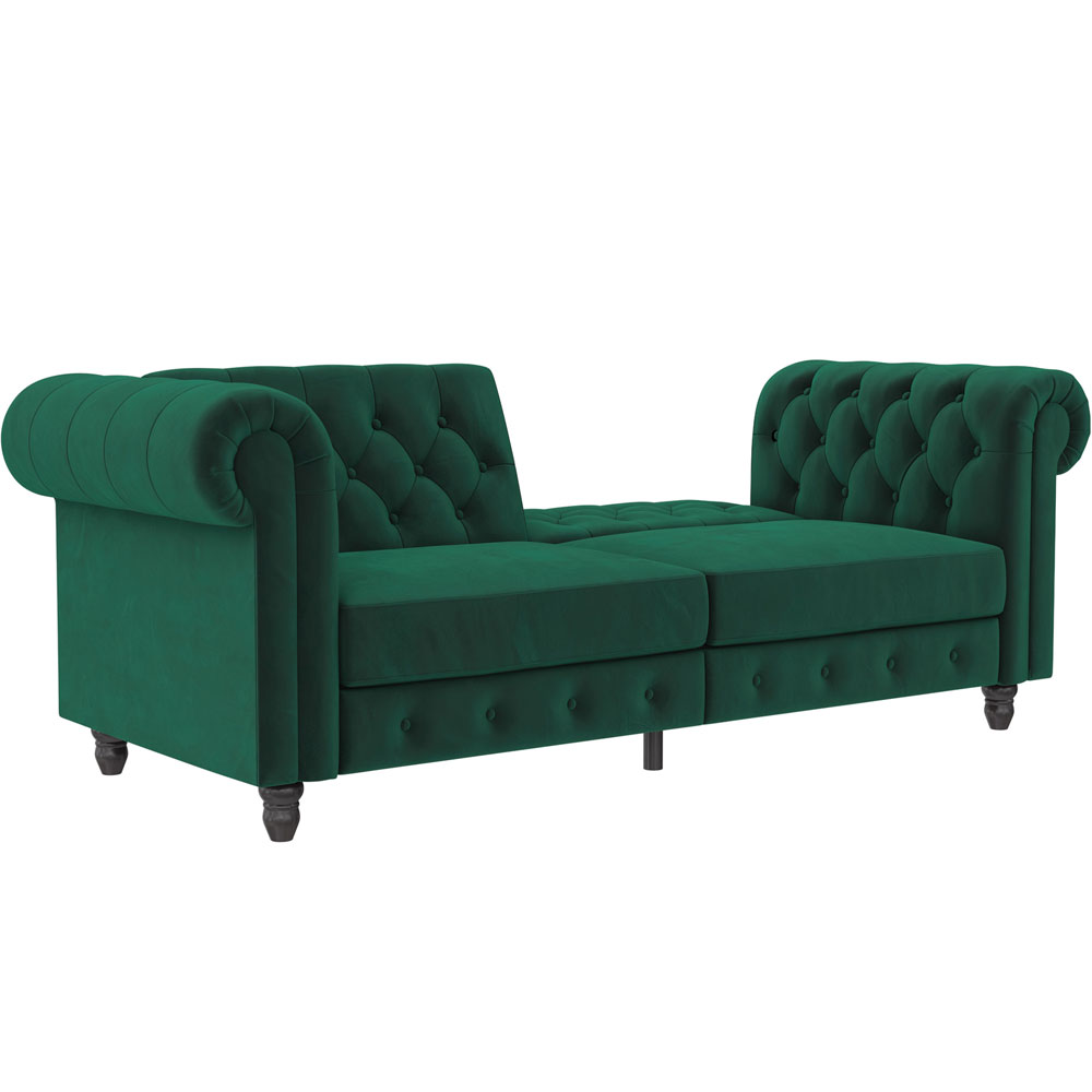 Flex Chesterfield Velvet Sofa Bed in Green