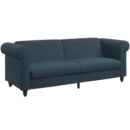 Flex Corduroy Fabric 3 Seater Sofa Bed In Blue