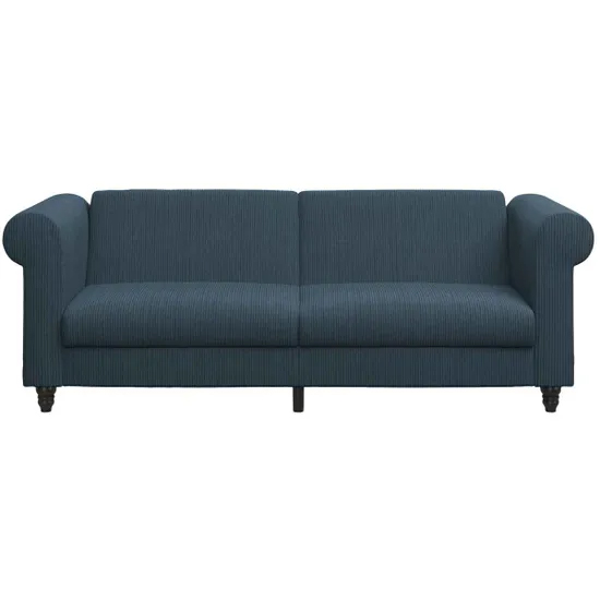 Flex Corduroy Fabric 3 Seater Sofa Bed In Blue