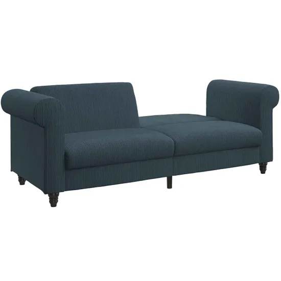 Flex Corduroy Fabric 3 Seater Sofa Bed In Blue
