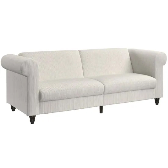 Flex Corduroy Fabric 3 Seater Sofa Bed In Cream