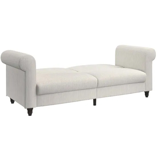 Flex Corduroy Fabric 3 Seater Sofa Bed In Cream