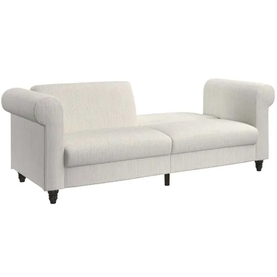 Flex Corduroy Fabric 3 Seater Sofa Bed In Cream