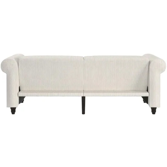 Flex Corduroy Fabric 3 Seater Sofa Bed In Cream