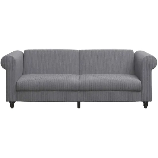 Flex Corduroy Fabric 3 Seater Sofa Bed In Grey