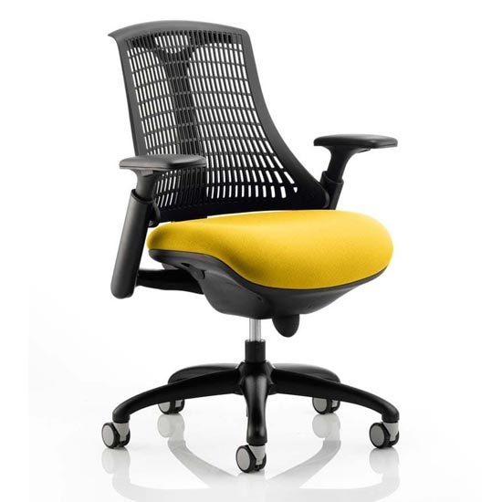 Photo of Flex task black back office chair with senna yellow seat