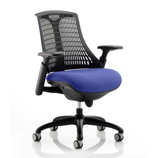 Product photograph of Flex Task Black Back Office Chair With Stevia Blue Seat from Furniture in Fashion