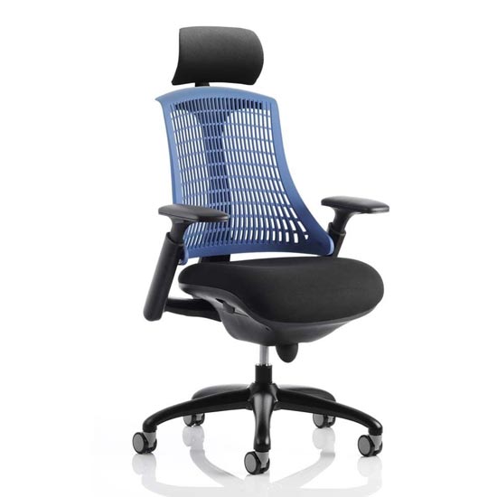 Read more about Flex task headrest office chair in black frame with blue back