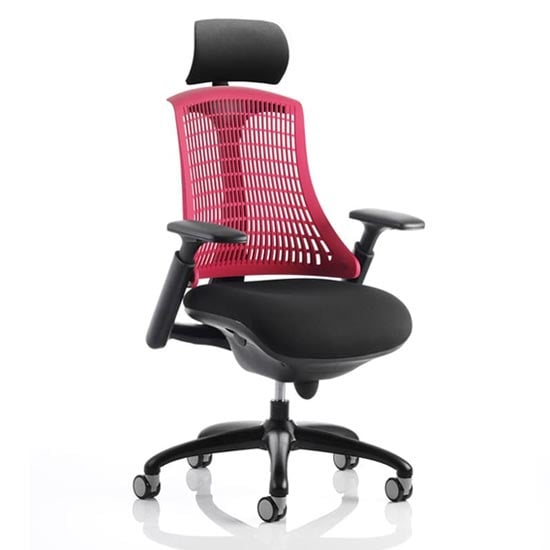 Photo of Flex task headrest office chair in black frame with red back