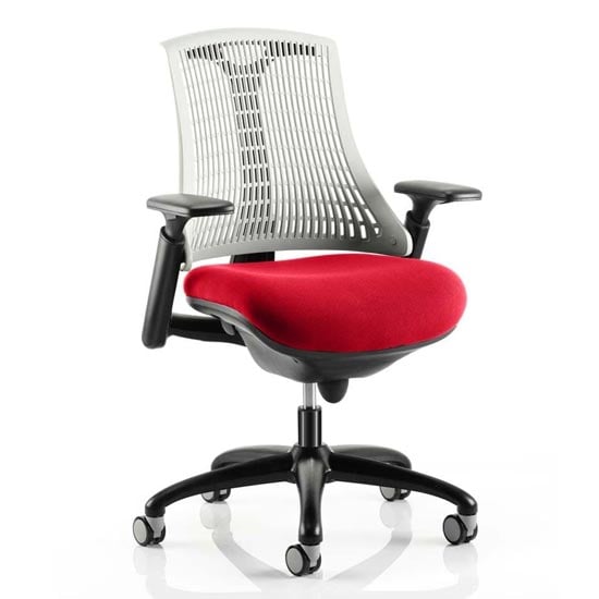 Flex Task White Back Office Chair With Bergamot Cherry Seat