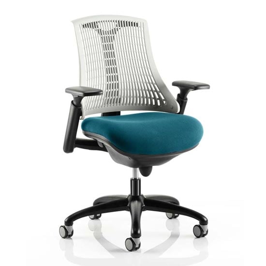 Flex Task White Back Office Chair With Maringa Teal Seat