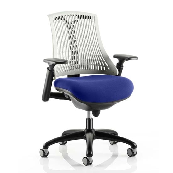 Flex Task White Back Office Chair With Stevia Blue Seat