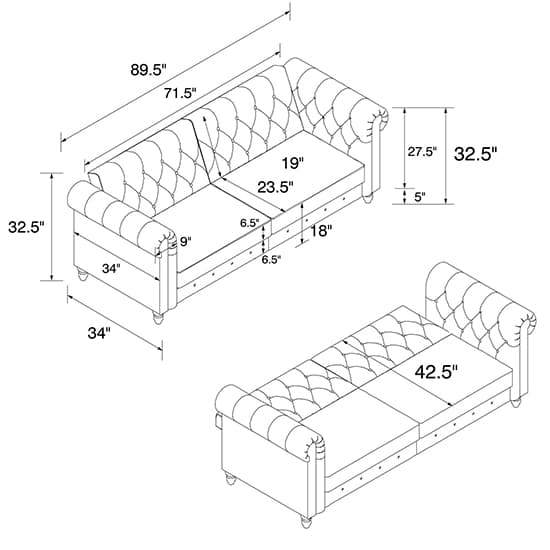 Flex Velvet Sofa Bed With Wooden Legs In Black