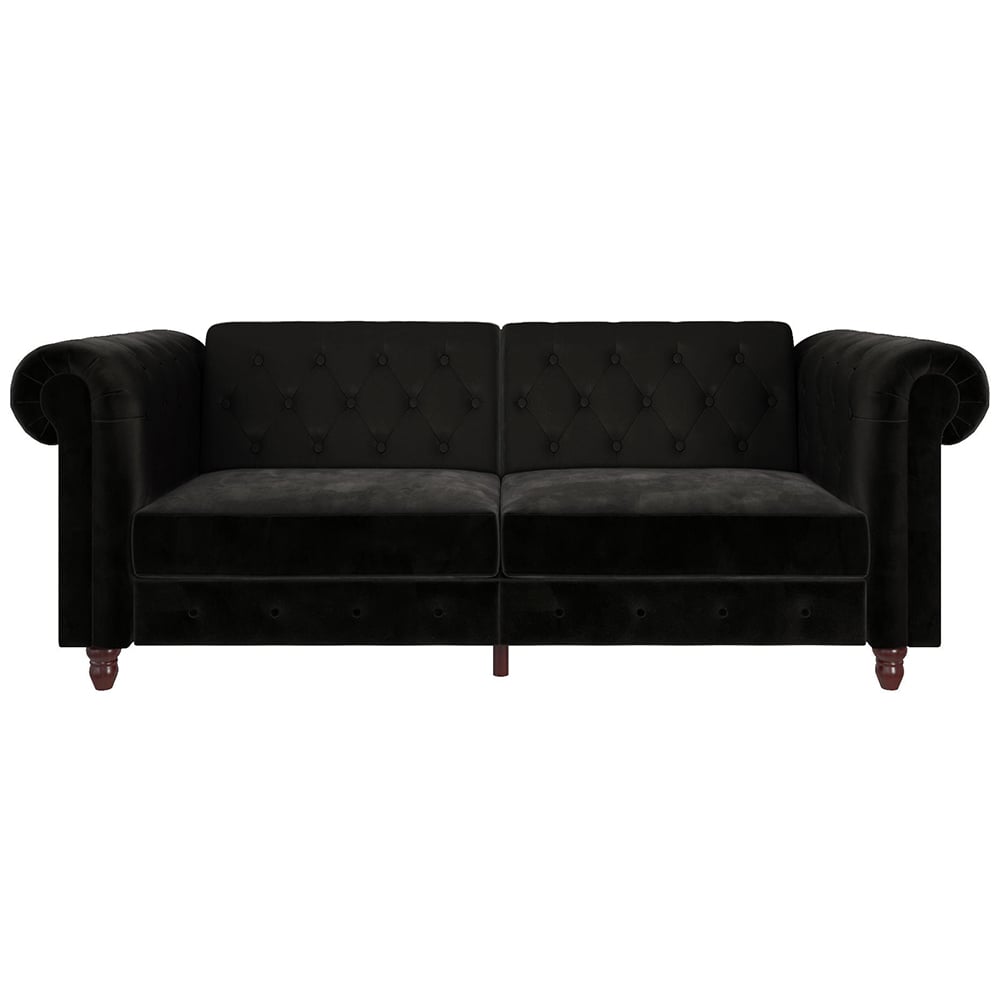 Flex Velvet Sofa Bed With Wooden Legs In Black