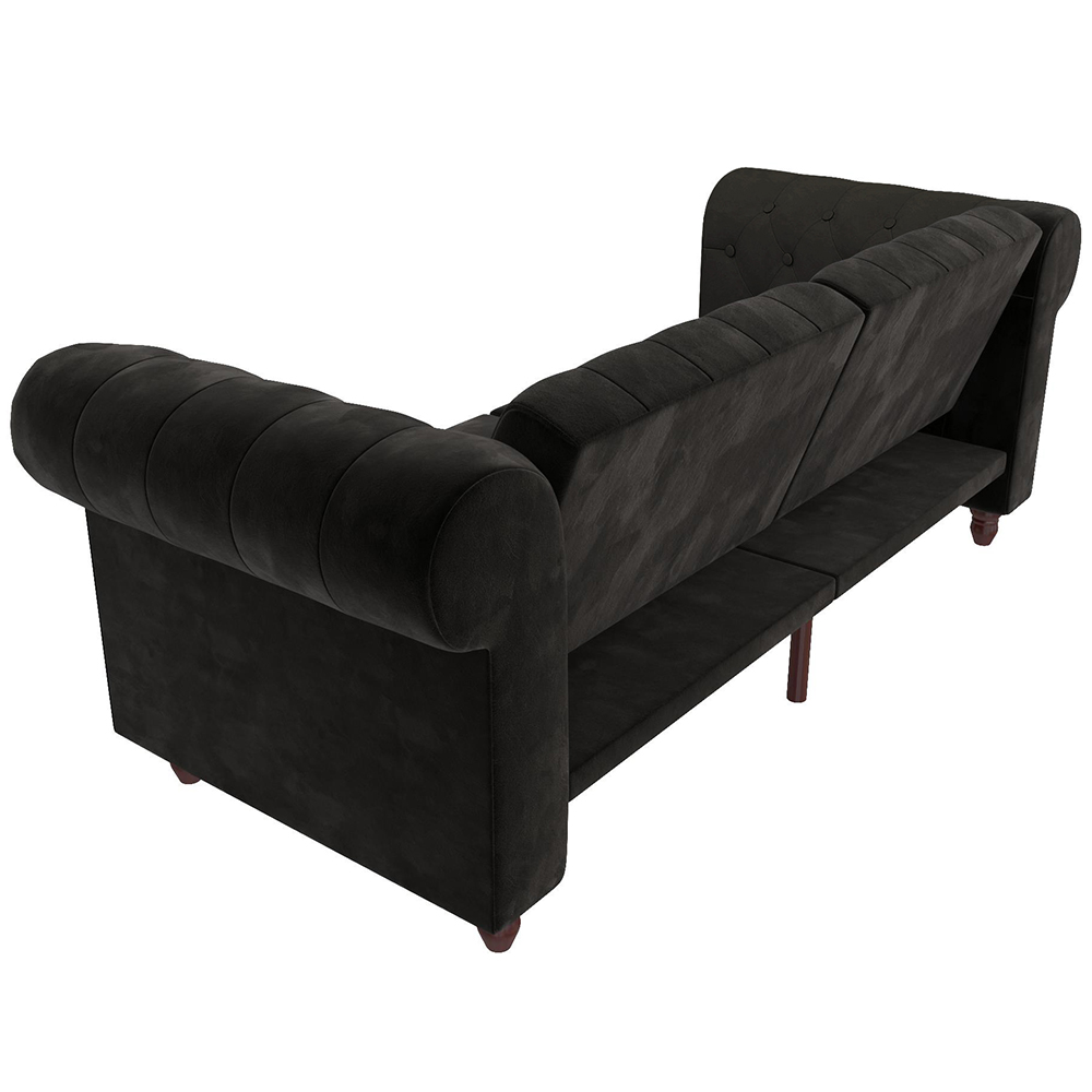 Flex Velvet Sofa Bed With Wooden Legs In Black