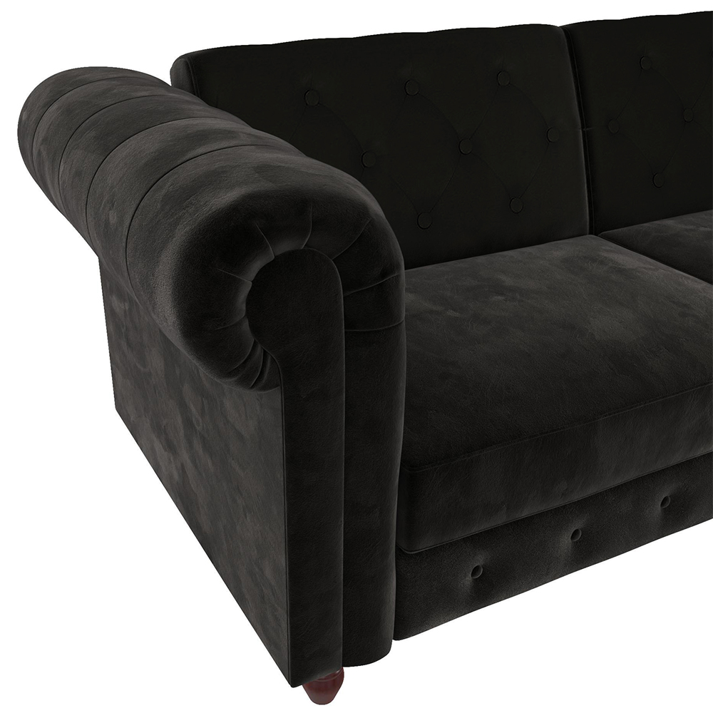 Flex Velvet Sofa Bed With Wooden Legs In Black
