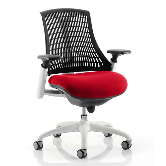 Flex Task White Frame Black Back Office Chair In Bergamot Cherry