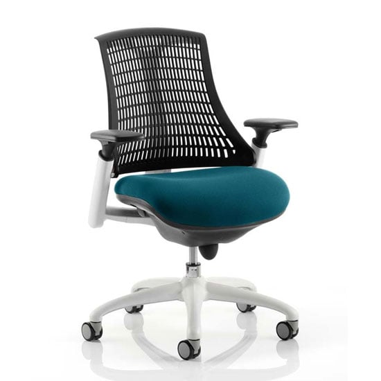 Flex Task White Frame Black Back Office Chair In Maringa Teal
