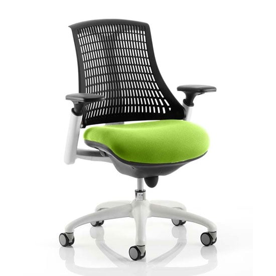 Photo of Flex task white frame black back office chair in myrrh green