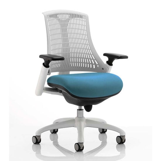 Product photograph of Flex Task White Frame White Back Office Chair In Maringa Teal from Furniture in Fashion