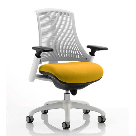 Flex Task White Frame White Back Office Chair In Senna Yellow