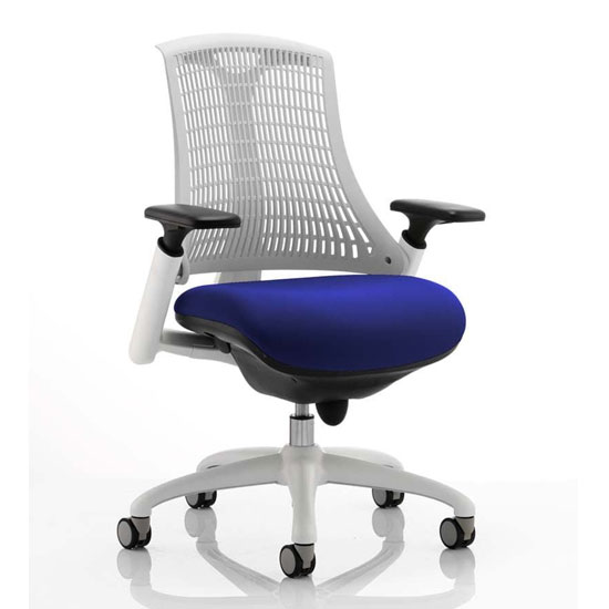 Photo of Flex task white frame white back office chair in stevia blue