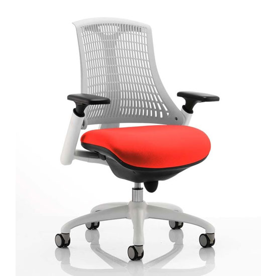 Product photograph of Flex Task White Frame White Back Office Chair In Tabasco Red from Furniture in Fashion