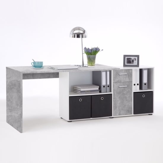 Flexi Modern Corner Computer Desk In Atelier And White_4