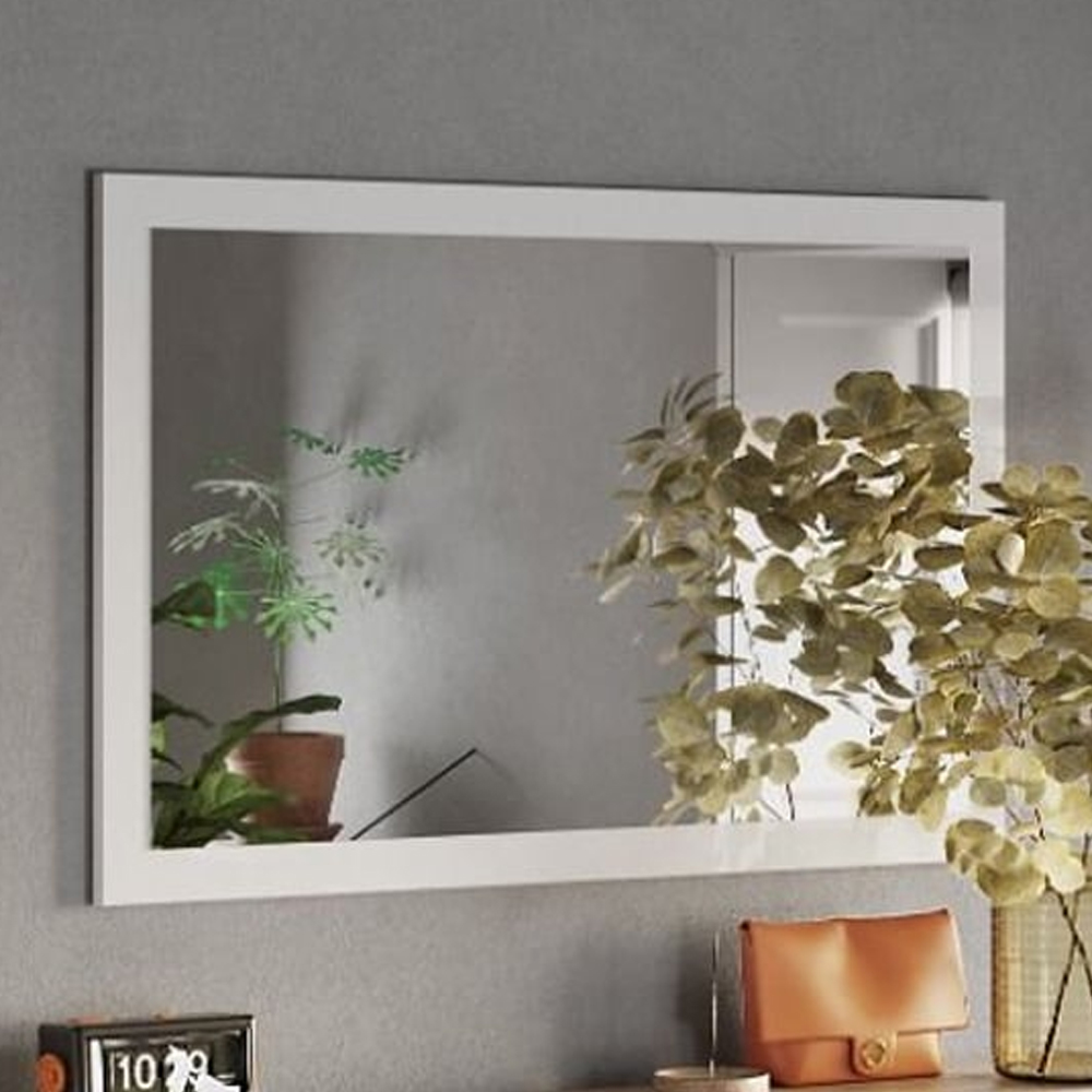 Read more about Flint bedroom wall mirror in white high gloss frame