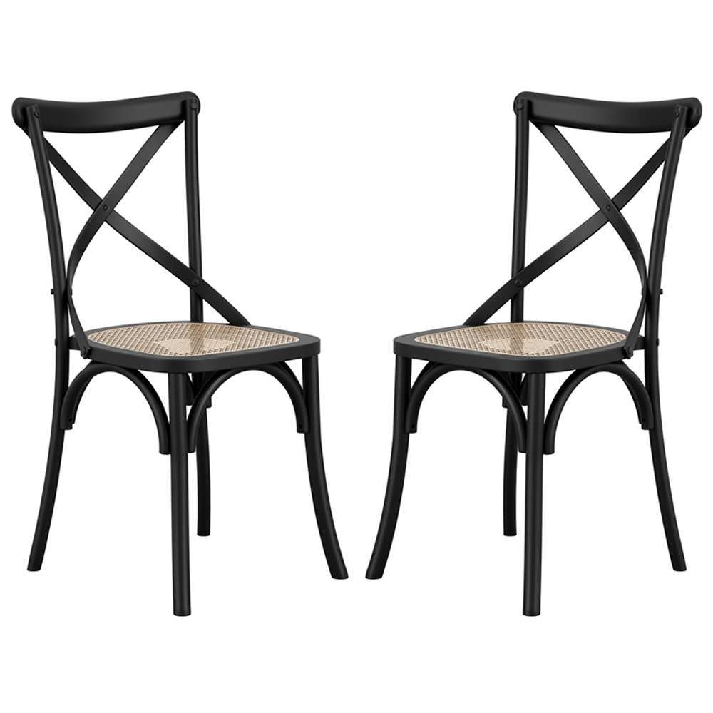 Read more about Flint black wooden dining chairs in pair