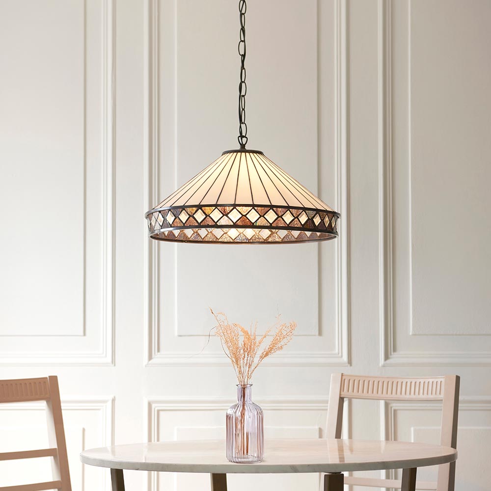 Flint Large Tiffany Glass Pendant Light In Multicolour