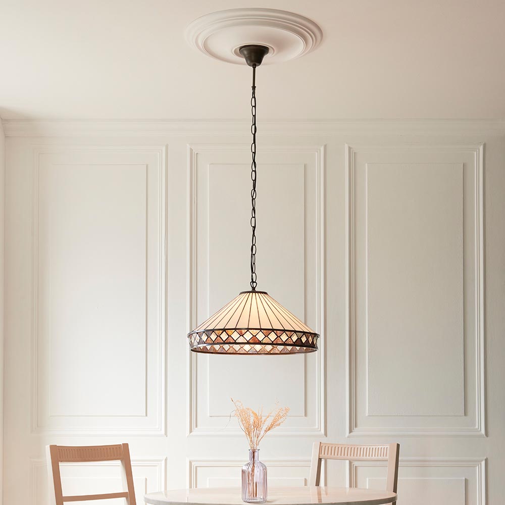 Flint Large Tiffany Glass Pendant Light In Multicolour
