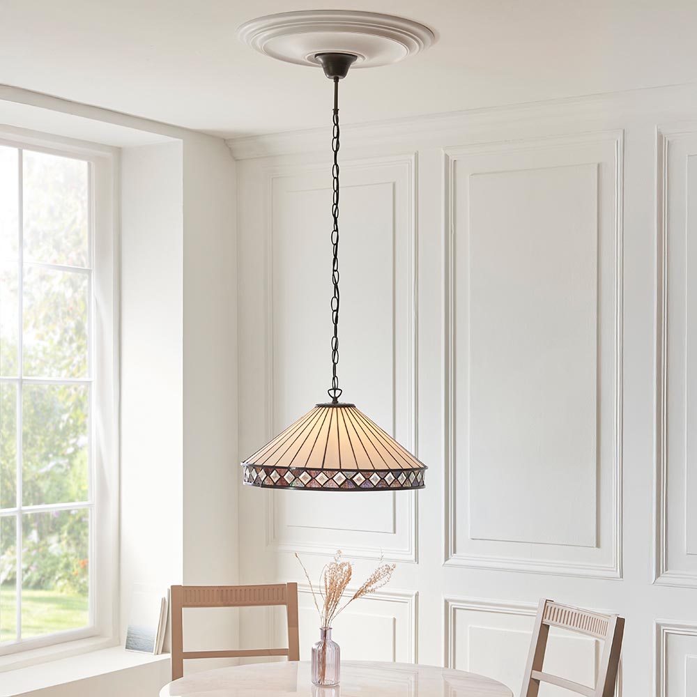 Flint Large Tiffany Glass Pendant Light In Multicolour