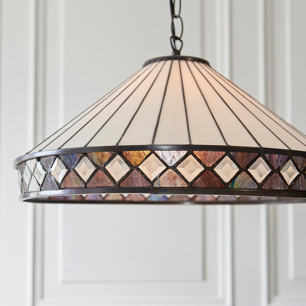 Flint Large Tiffany Glass Pendant Light In Multicolour