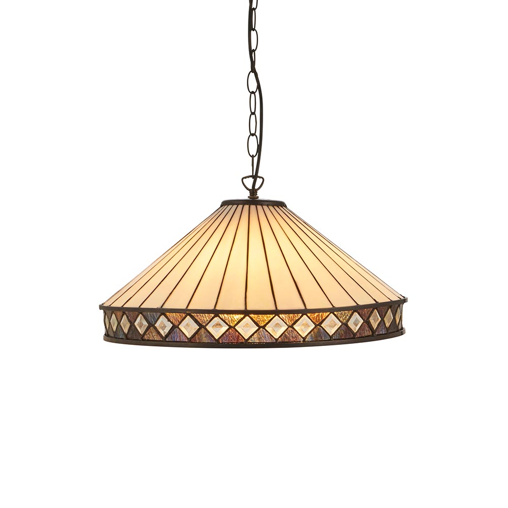 Flint Large Tiffany Glass Pendant Light In Multicolour