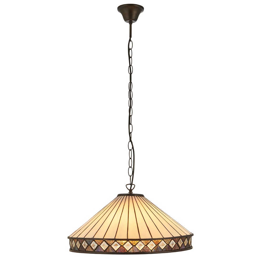 Flint Large Tiffany Glass Pendant Light In Multicolour