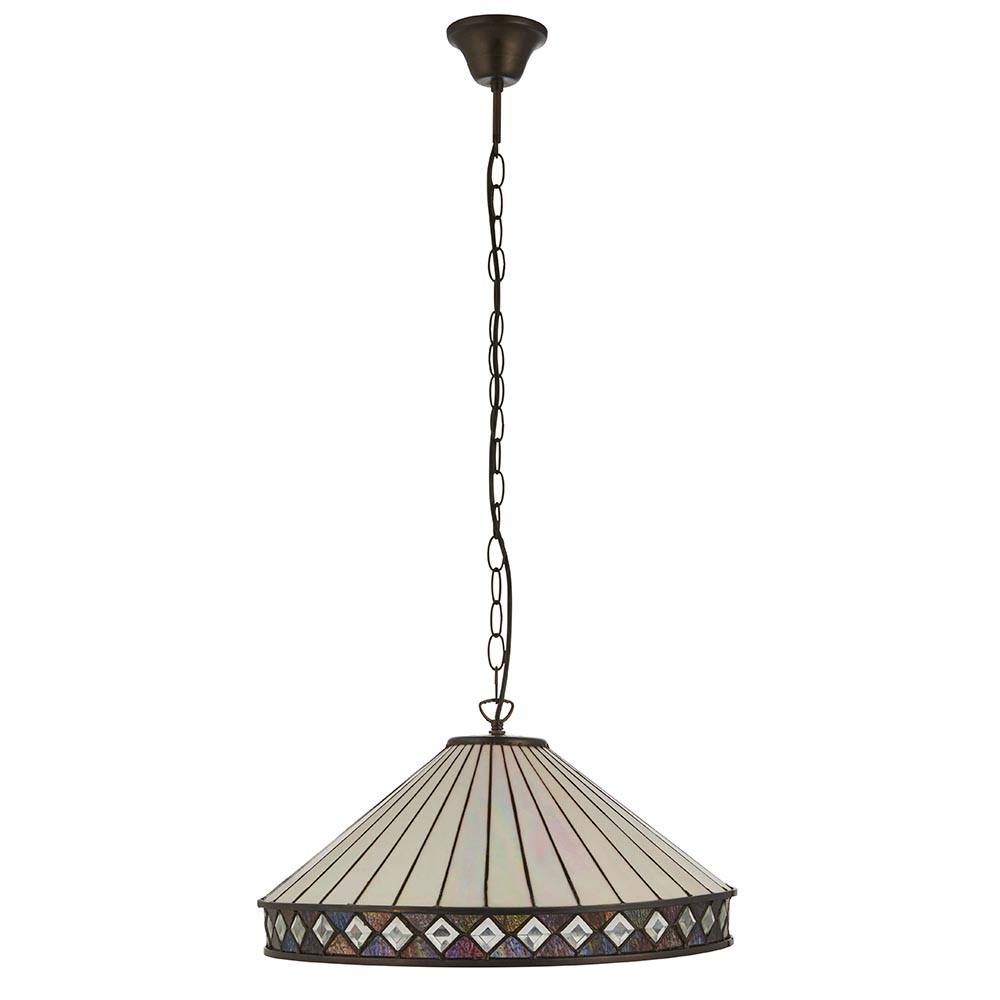 Flint Large Tiffany Glass Pendant Light In Multicolour