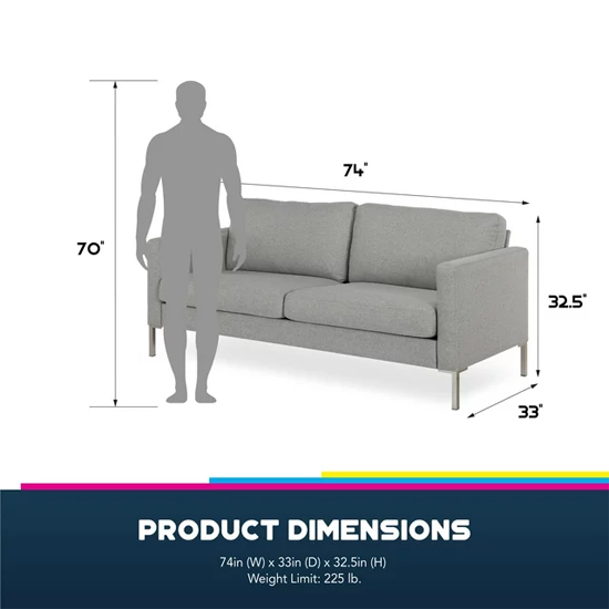 Flint Linen Fabric 2 Seater Sofa In Grey