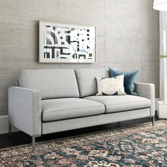 Flint Linen Fabric 2 Seater Sofa In Grey With Chrome Metal Legs